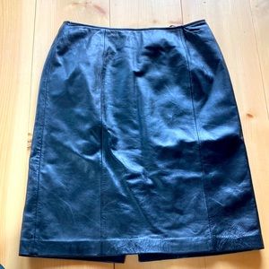 Croft and Barrow 100% leather black knee length skirt
